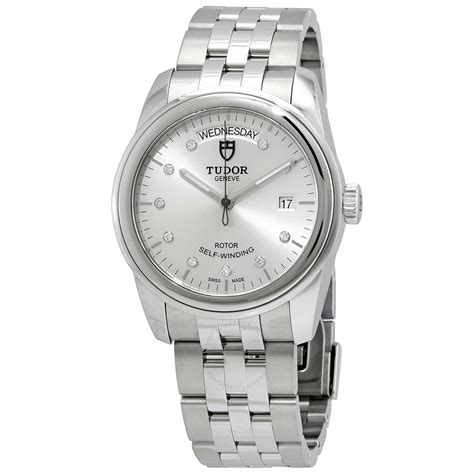 tudor glamour diamond|Tudor Glamour Day Date Automatic Silver Diamond Dial Men's.